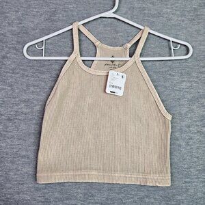 Free People Movement Ribbed Crop Tank XS/S Stone Racerback NWT